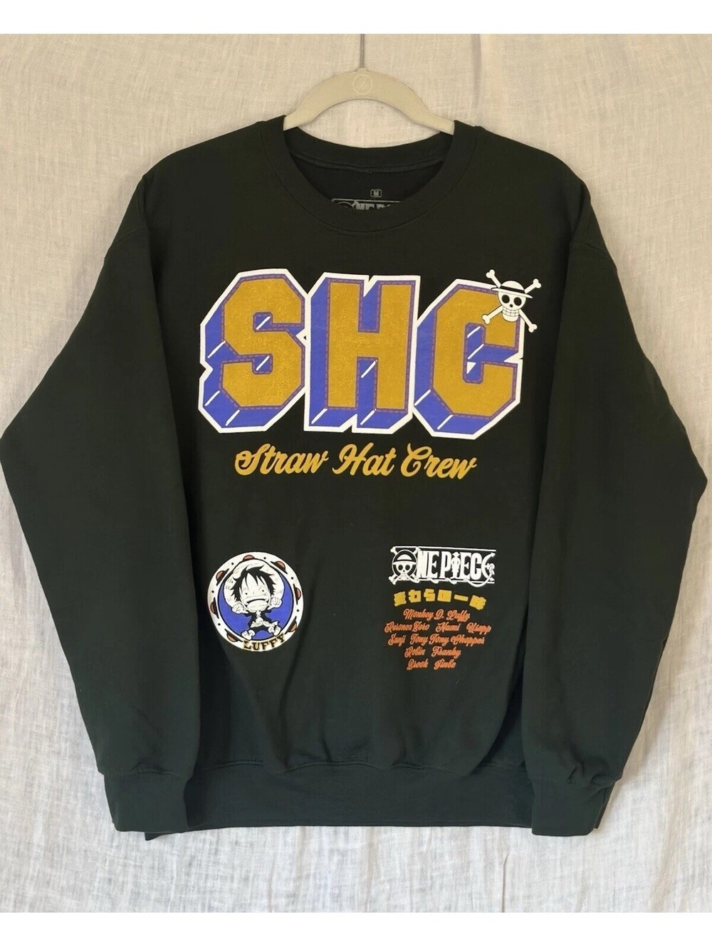 One Piece Anime Sweatshirt M SHC Straw Hat Crew Luffy Green Crewneck